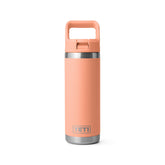 YETI Rambler 18 oz Water Bottle With Straw Cap in color low country peach.