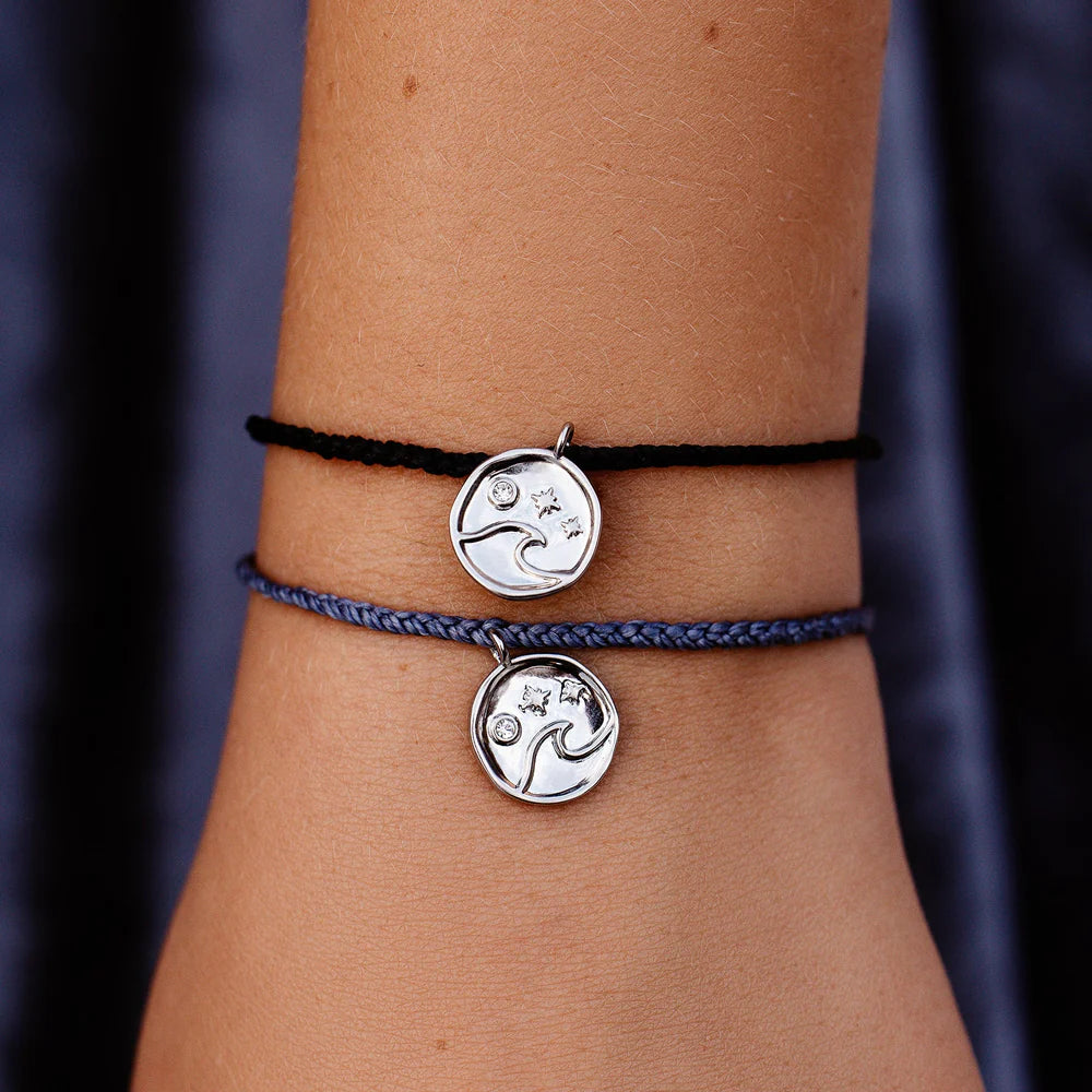 Pura Vida Crystal Coin Silver Bracelet Black Pura Vida Crystal Coin Silver Bracelet Black