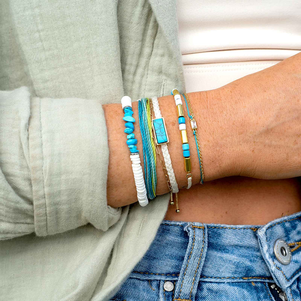 Pura Vida Puka Shell Turquoise Chip White Bracelet Pura Vida Puka Shell Turquoise Chip White Bracelet