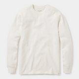 A front view of a white Vintage Thermal Crew sweater from The Normal Brand.