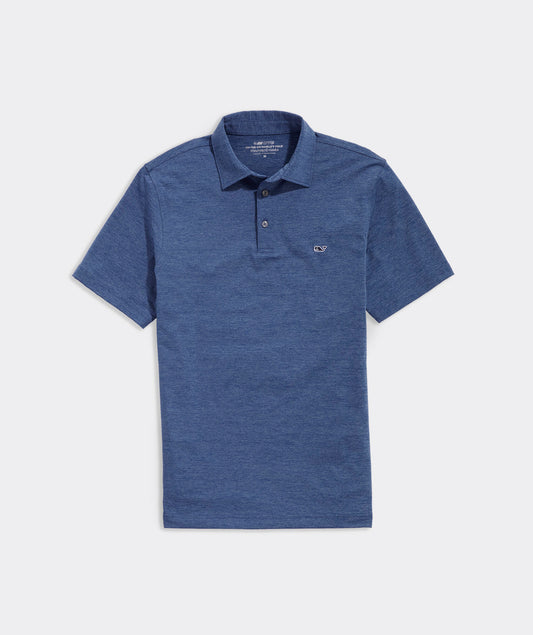 A Vineyard Vines Dunmore Solid Sankaty Polo in the color blue. 1680