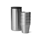 Stainless steel YETI shot glasses and travel case.