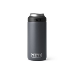 YETI Rambler 12 oz Colster® Slim Can Cooler in color Charcoal.