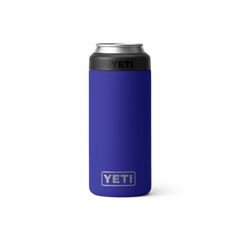 YETI Rambler 12 oz Colster® Slim Can Cooler in color Offshore Blue.