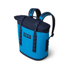 YETI Hopper Backpack M12 Soft Cooler in Big Blue Wave and Navy.