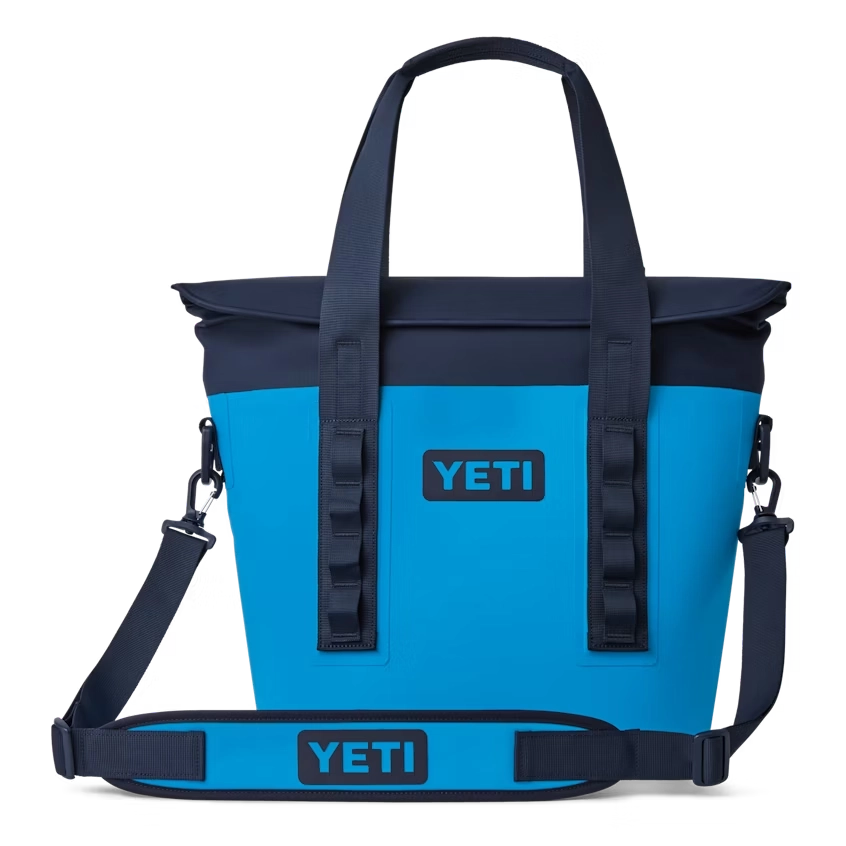 YETI Hopper M15 Tote Soft Cooler in Big Wave Blue and Navy.