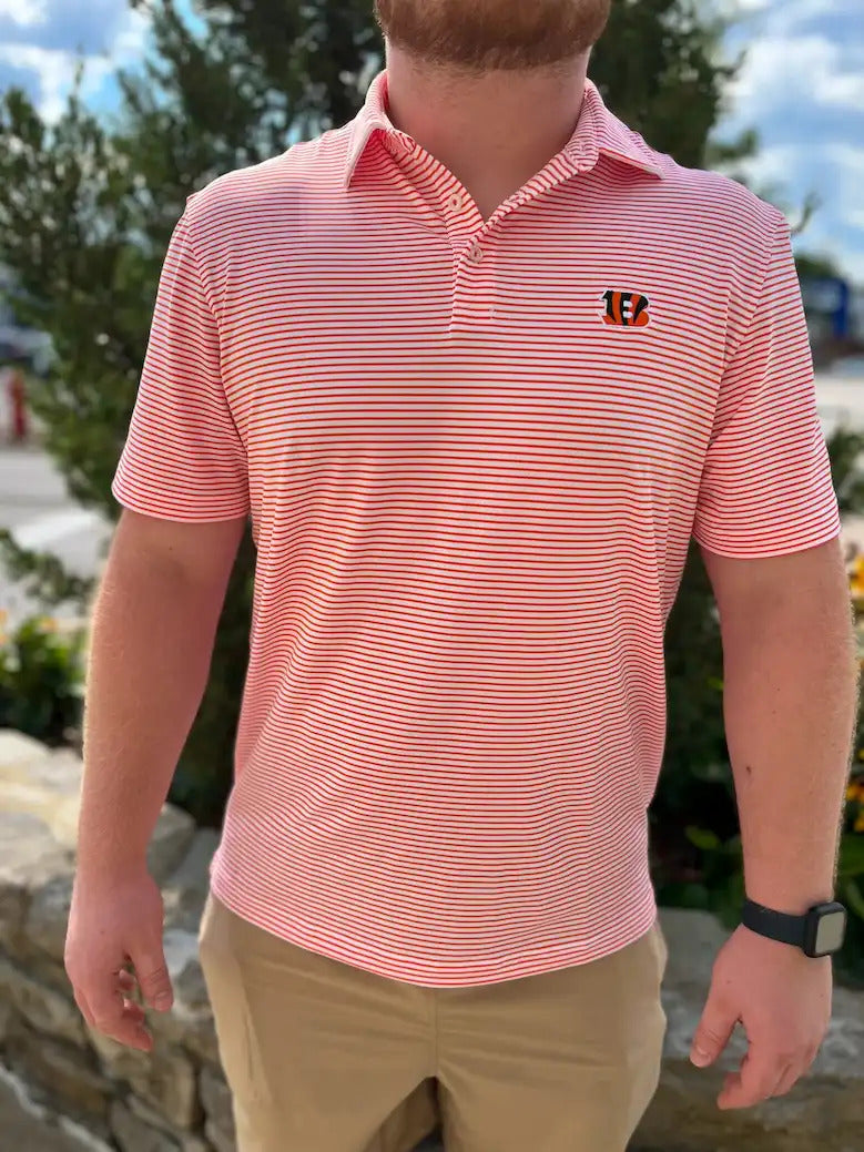 Cincinnati Bengals Stripe Sankaty Polo Orange - orange / small