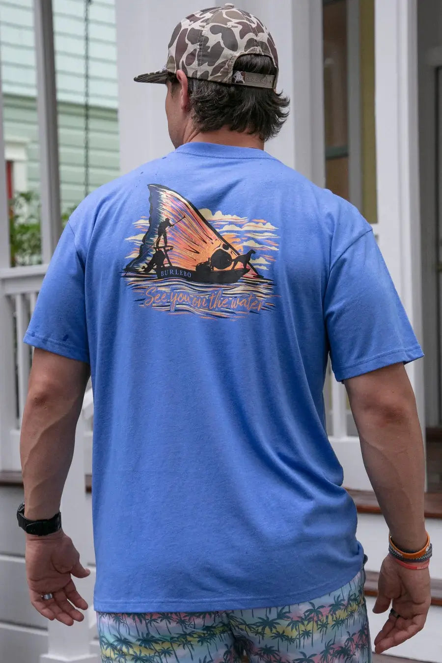 Burlebo See You On The Water Short Sleeve Tee, full back view.