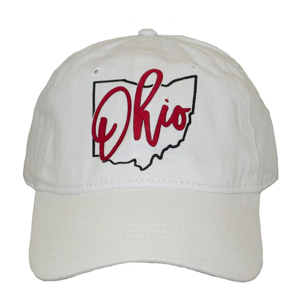 Women's adjustable Script Ohio logo white baseball hat 