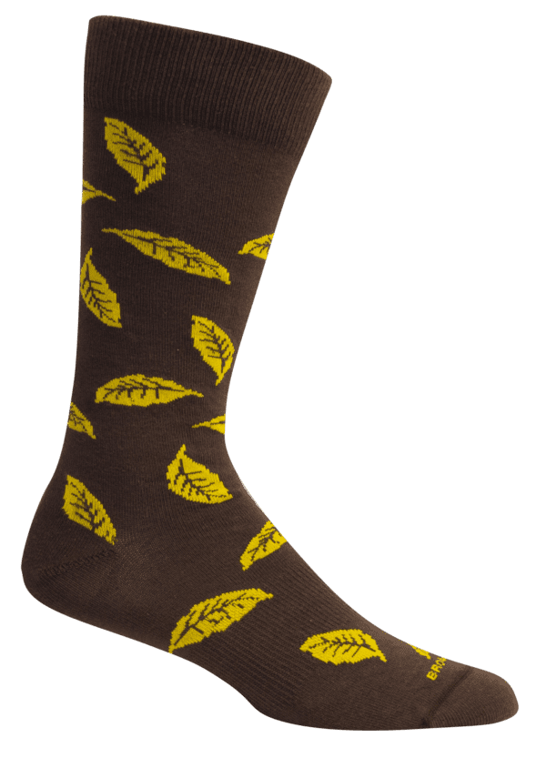 Brown socks with yellow leaf's crew socks