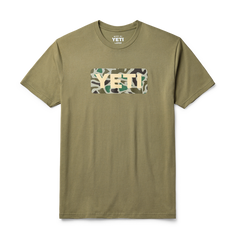 Yeti Mens Military Green Short Sleeve T-Shirt With Yeti Camo Logo
