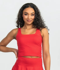 Southern Shirt women's performance tank top in cherry tomato red.
