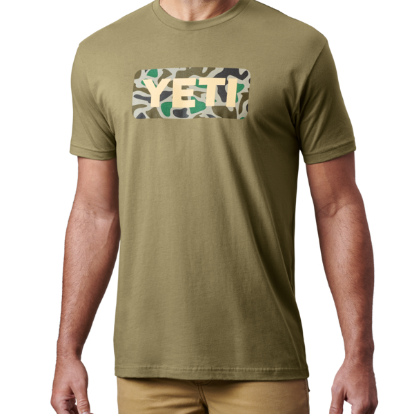 Yeti Premium Logo Badge Short Sleeve T-Shirt - Gray/Navy