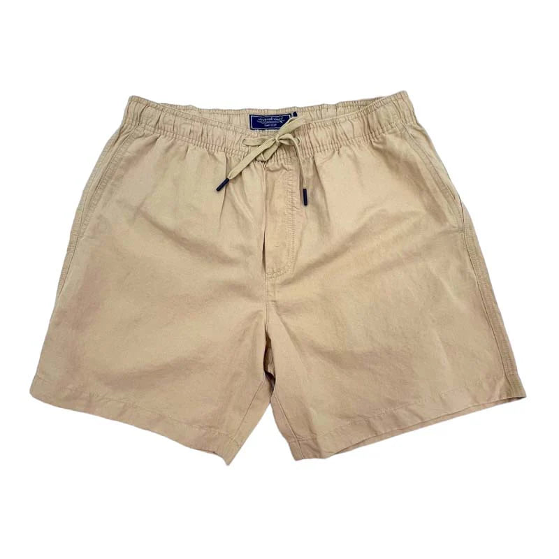 7" Pull-On Linen Short in Sand.