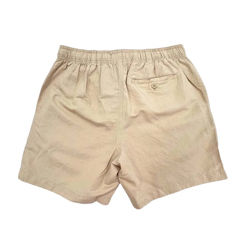 7" Pull-On Linen Short in Sand.