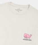 The chest pocket of the t-shirt featuring the Vineyard Vines whale logo as a parade float.