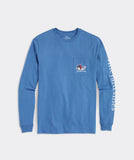 Snowman Whale Long Sleeve Pocket Tee with the Vineyard Vines logo in a winter cap.