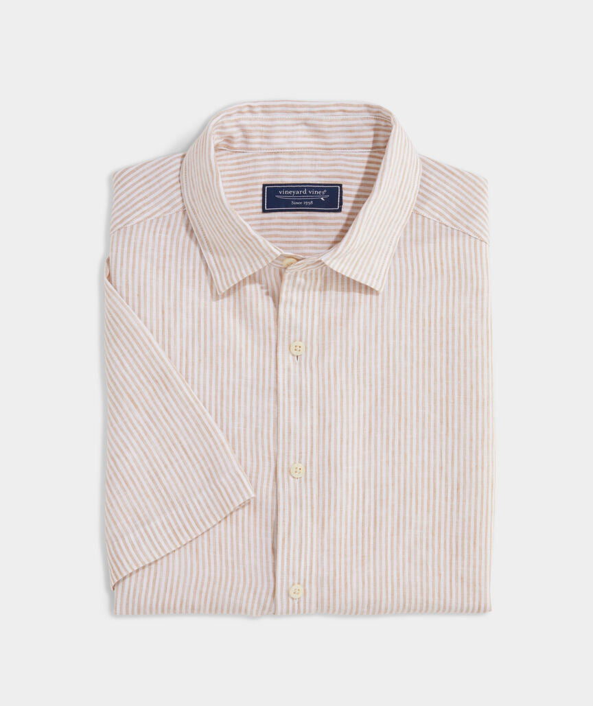 Vineyard Vines Stripe Linen Short Sleeve Shirt.