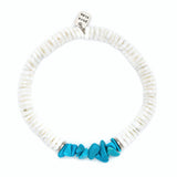 Puka Shell Turquoise Chip White - Pura Vida Front View