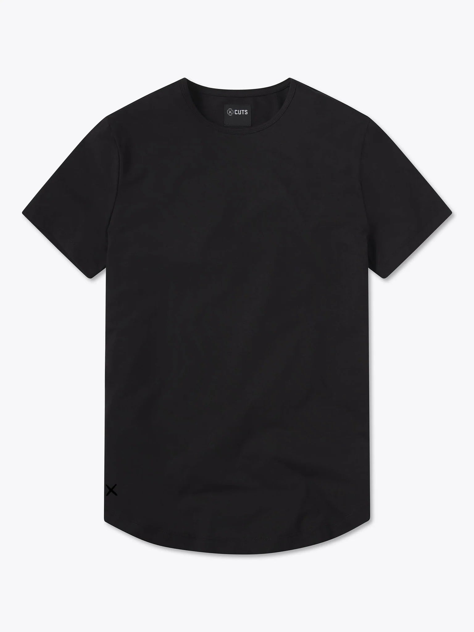 CUTS Clothing Men's AO Curve Hem T-shirt in color black.