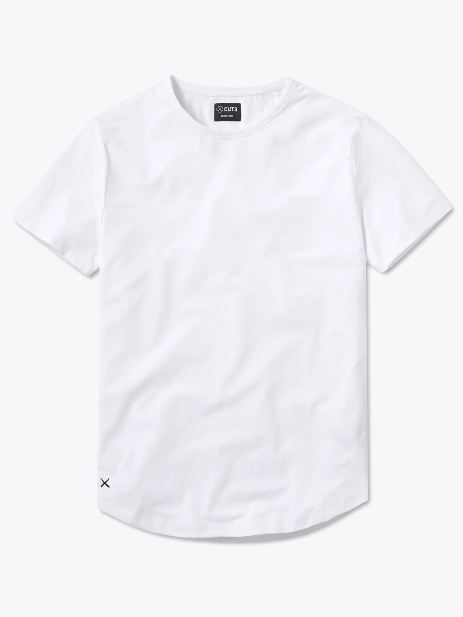 CUTS Clothing Men's AO Curve Hem T-shirt in color white.