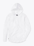 CUTS Clothing Men's AO Long Sleeve Hooded Curve-Hem Tee in color white.