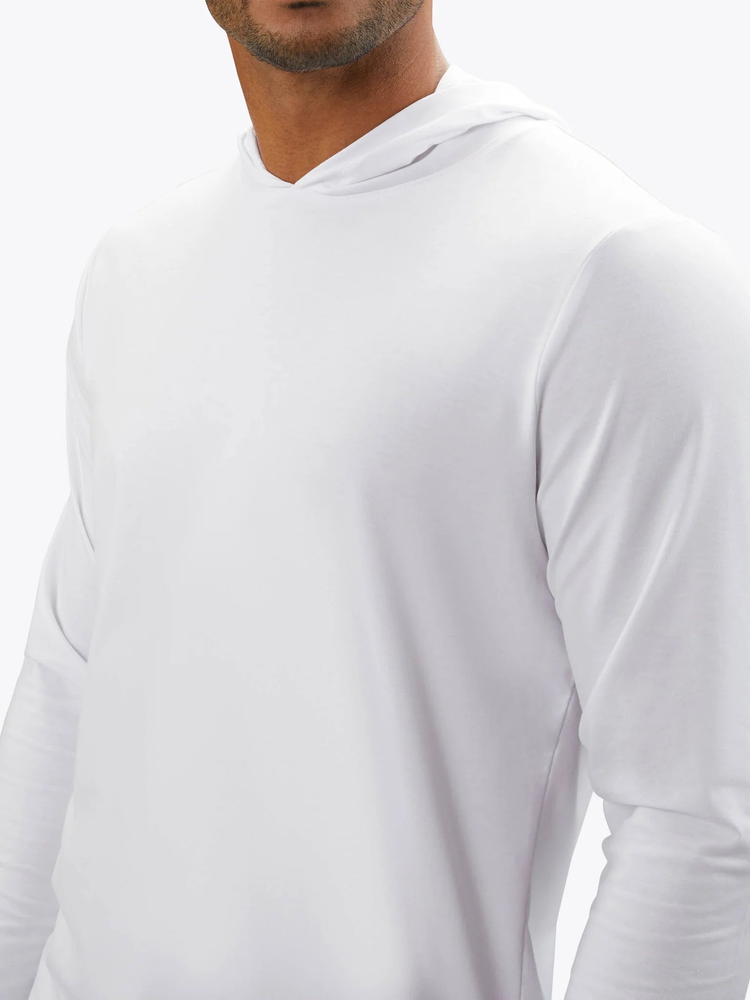 AO Long Sleeve Hooded Curve-Hem Tee