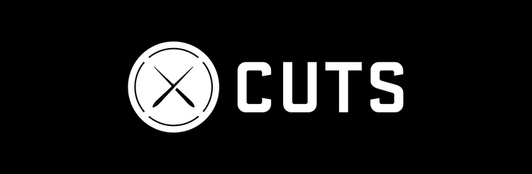 CUTS Clothing white logo on a black background.