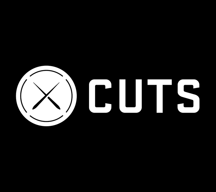 CUTS Clothing white logo on a black background.