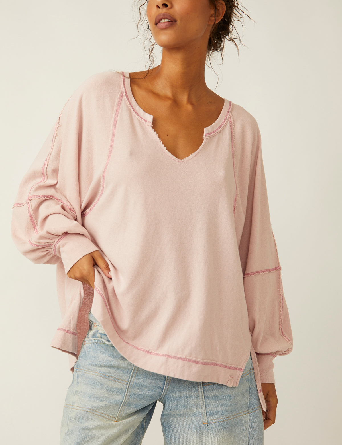 Free People Wish I Knew Tee in Blush Tint