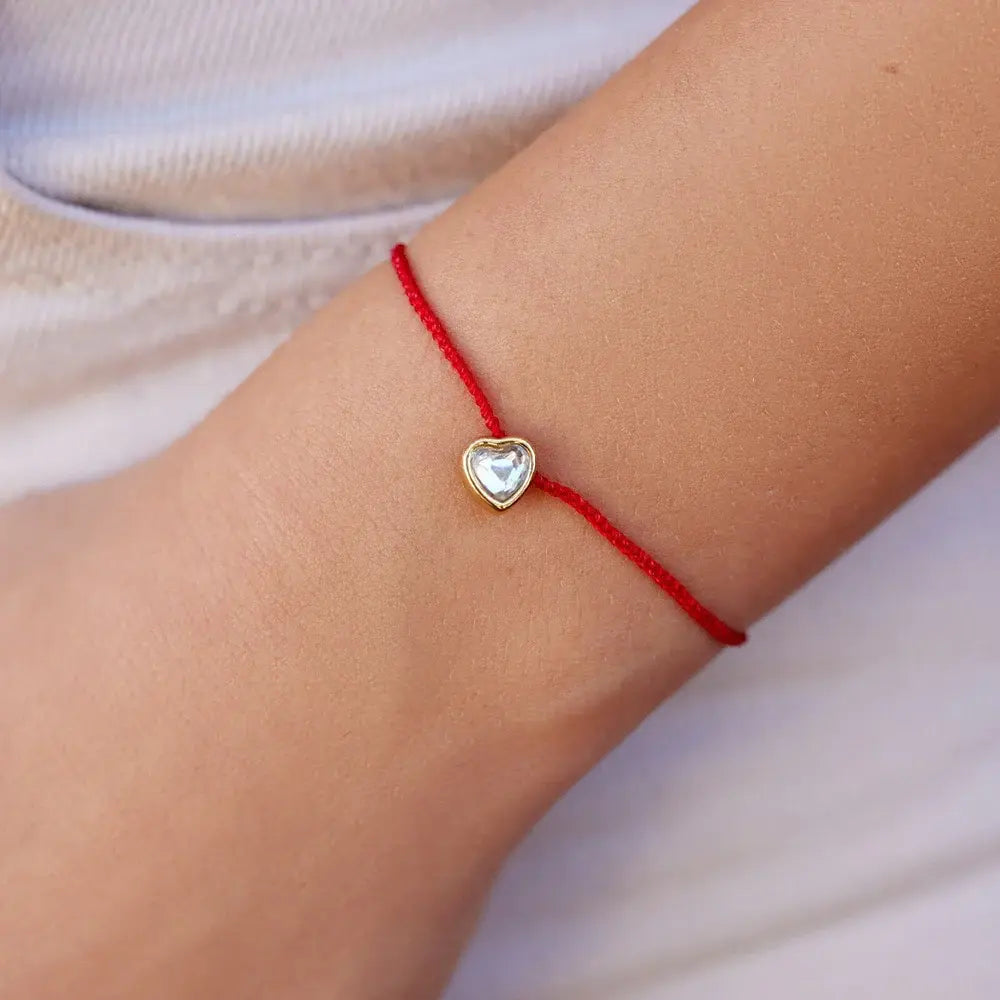 Dainty Heart Bead Gold - Pura Vida Model View