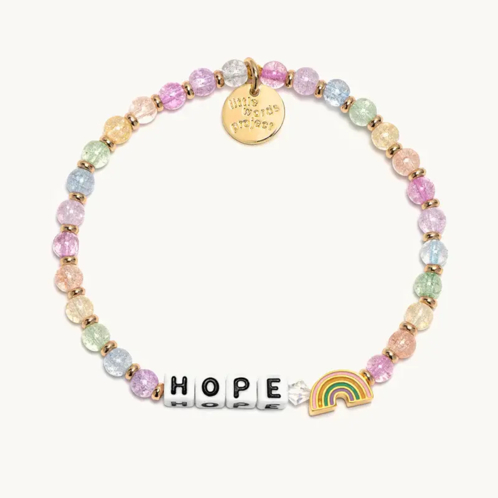 Hope Rainbow Bracelet with a Rainbow charm.