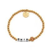 14k gold bead bracelet from Little Words Project with the Ohio State logo charm.