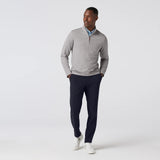 Grey men's golf quarter-zip sweater from the brand Mizzen+Main.