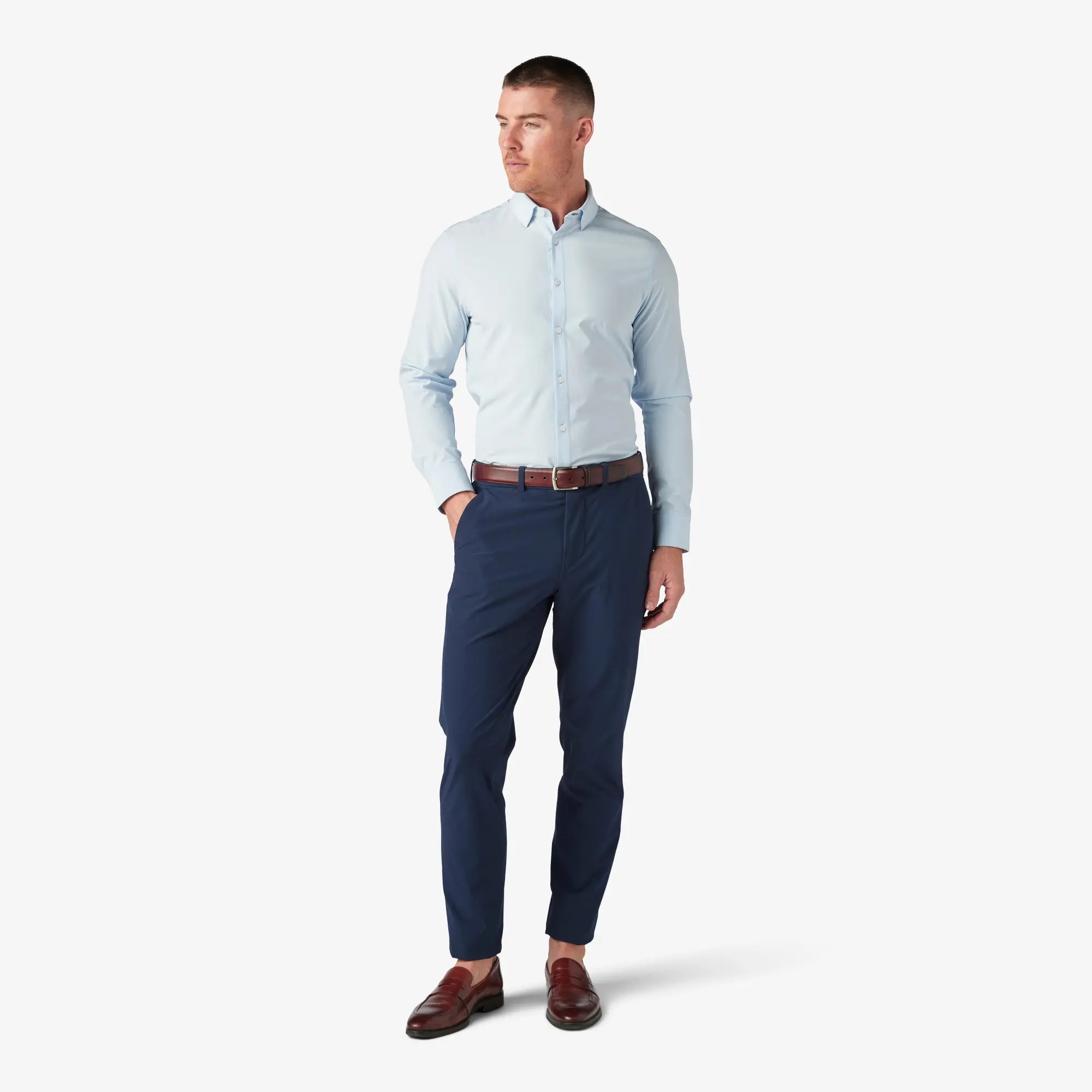 Mizzen+Main Leeward Dress Shirt in Light Blue.