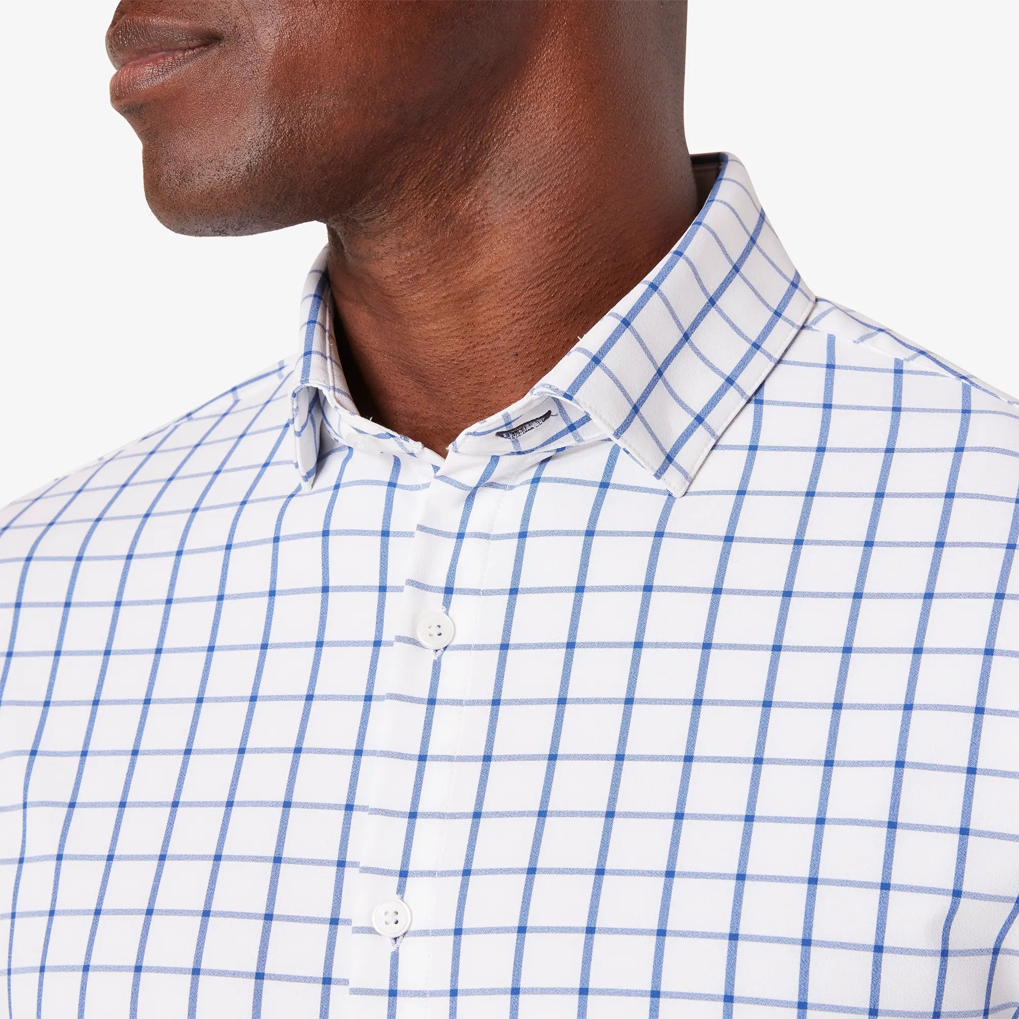 Mizzen+Main Leeward Dress Shirt in White Navy Windowpane.