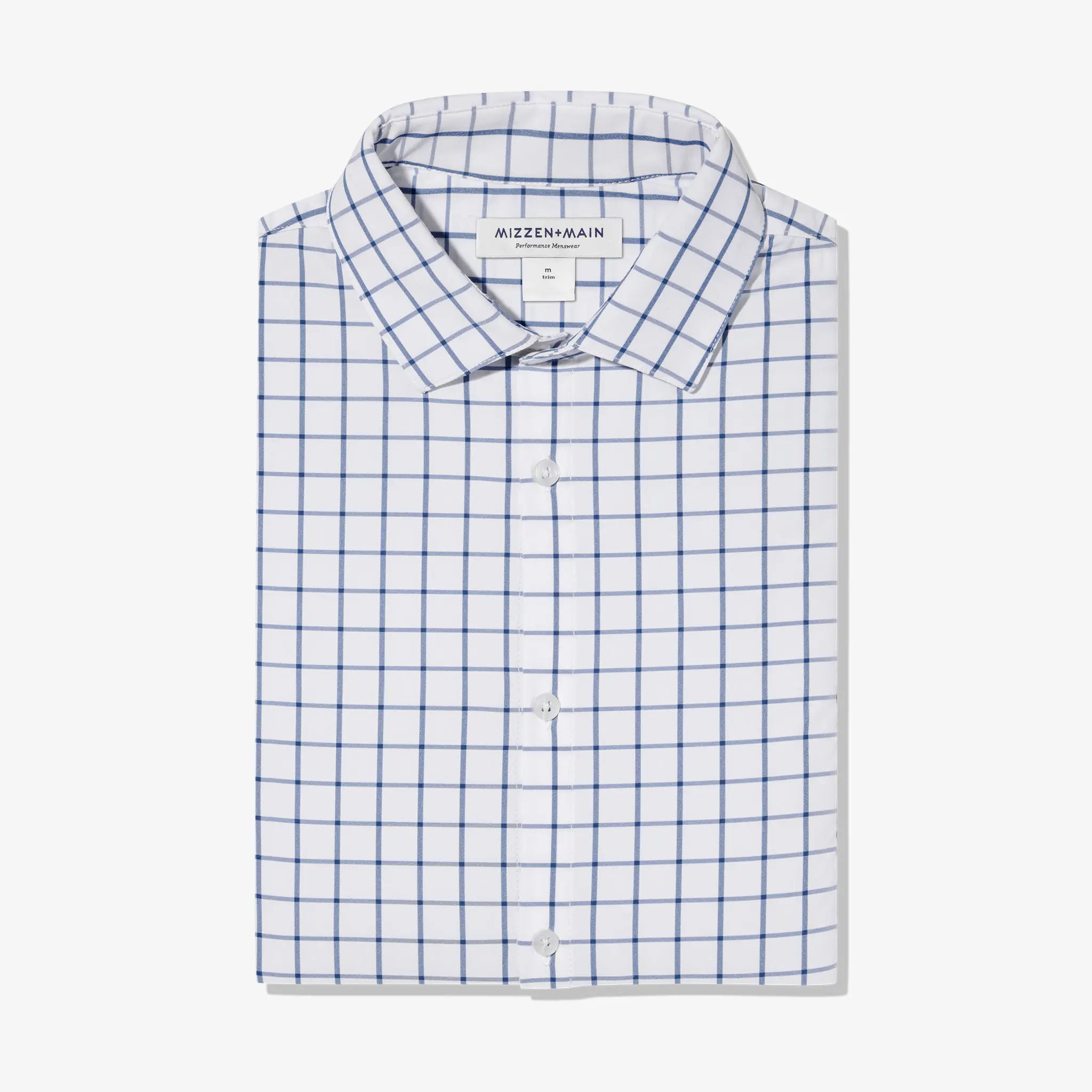 Mizzen+Main Leeward Dress Shirt in White Navy Windowpane.