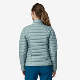 Back view of a Patagonia Women's Down sweater jacket in Thermal Blue.