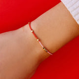 Pura Vida Pink & Red Tow Tone Dainty Gold Bracelet