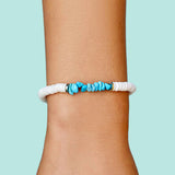 Pura Vida Puka Shell Turquoise Chip White Bracelet