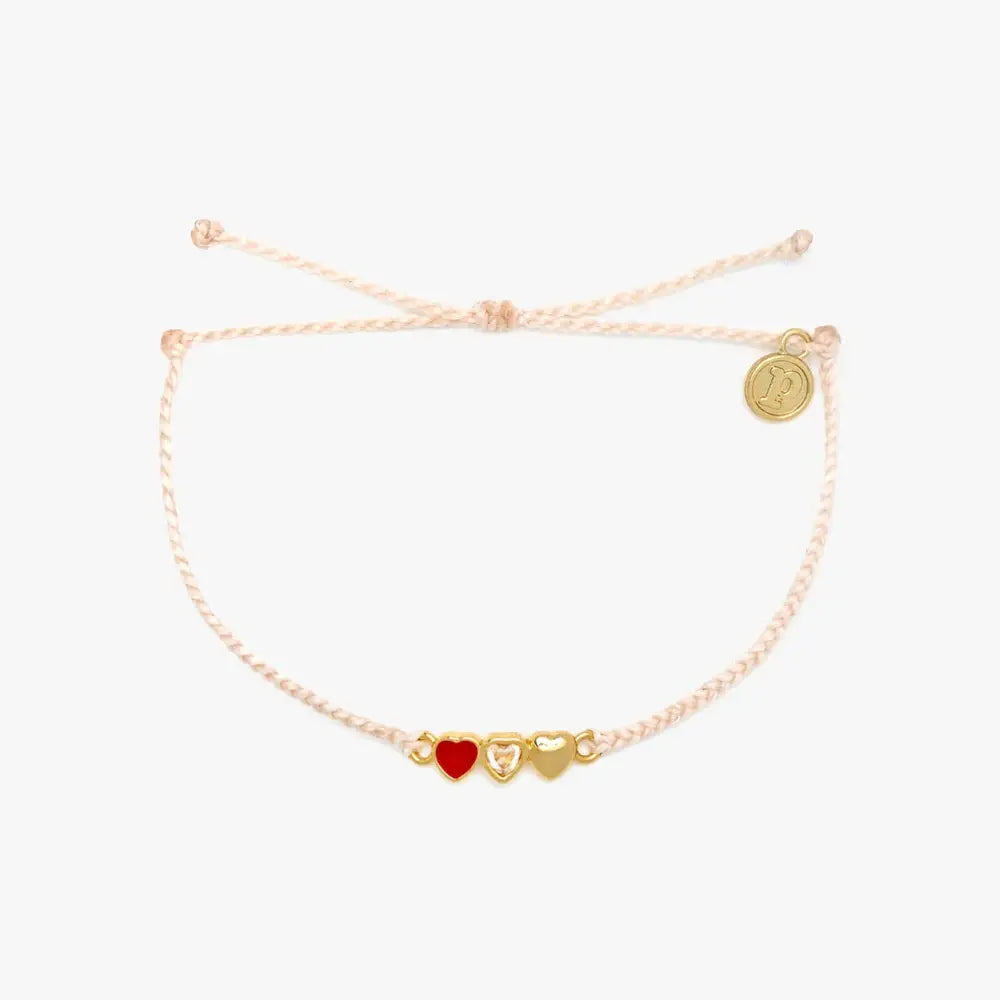 Red Cross Three Hearts Gold - Pura Vida Front View