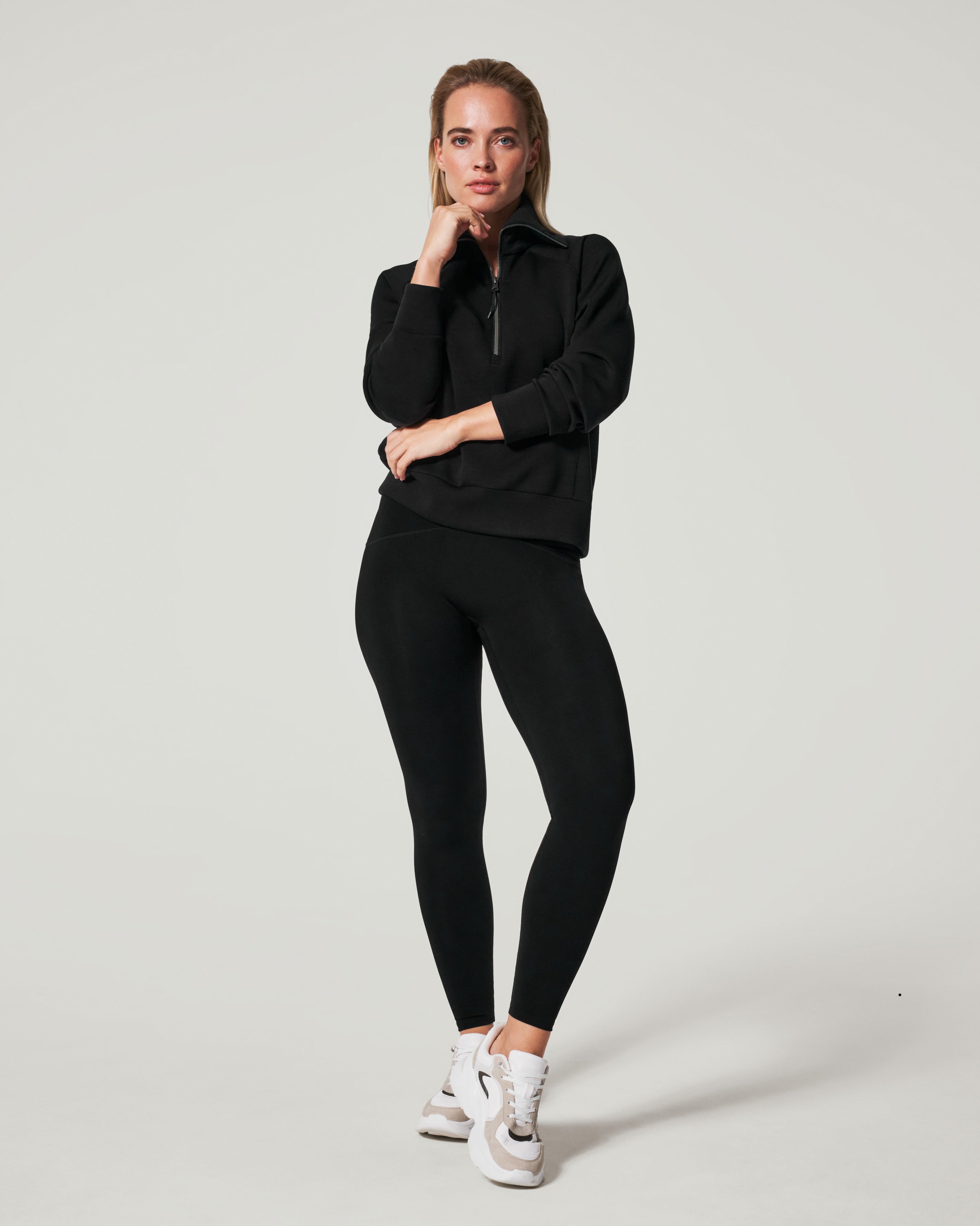 Spanx Airessentials Half Zip | Very Black