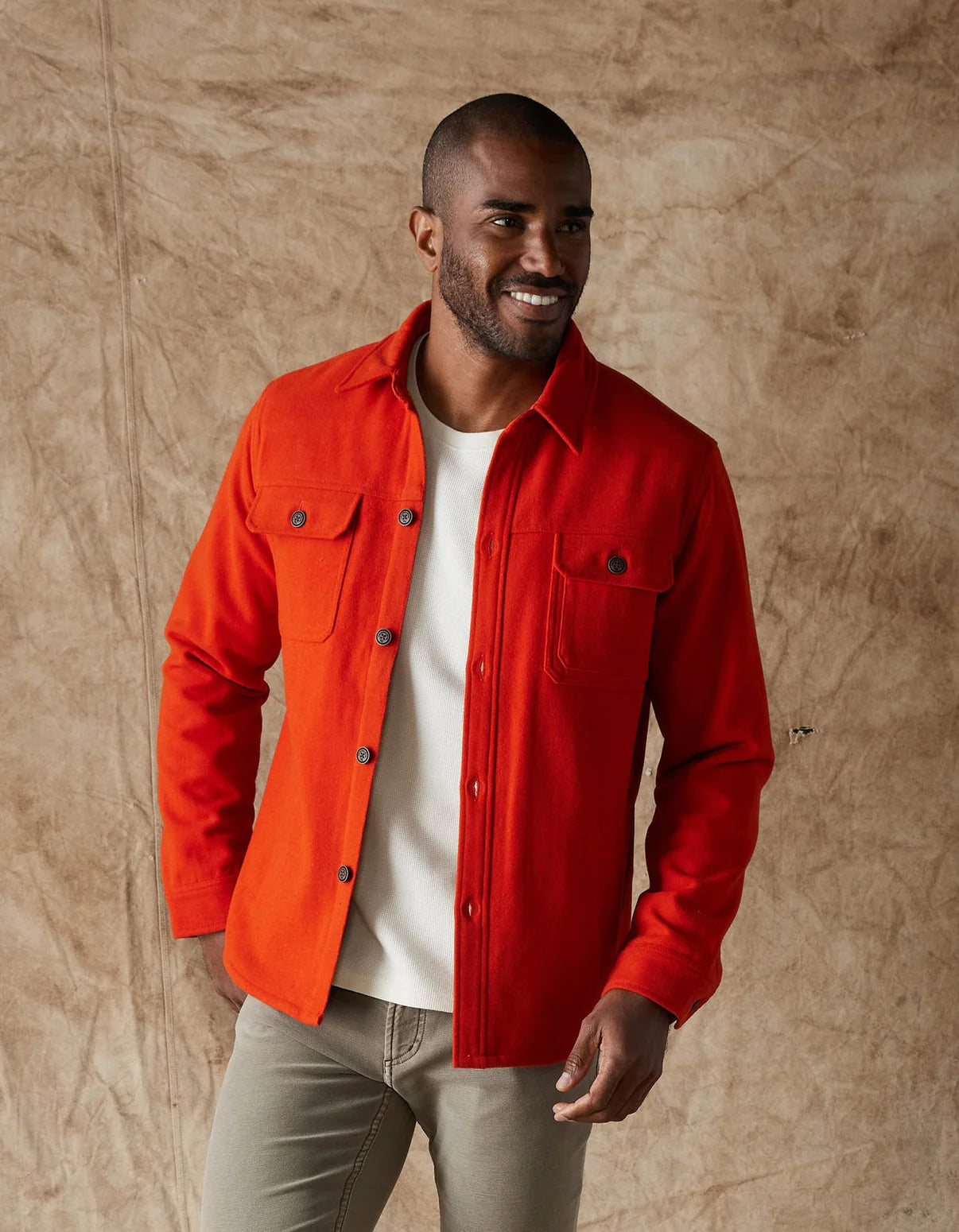 Brightside Flannel Lined Workwear Jacket in Orange Flame from The Normal Brand.