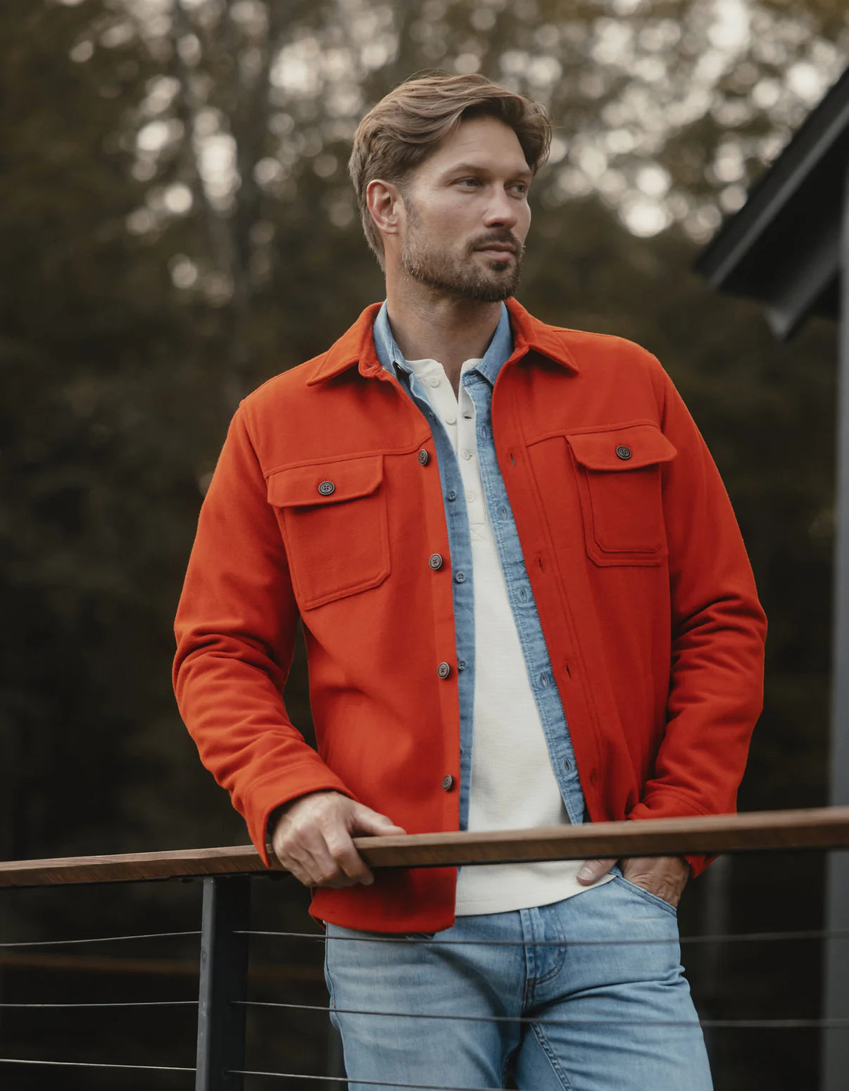 Brightside Flannel Lined Workwear Jacket in Orange Flame from The Normal Brand.