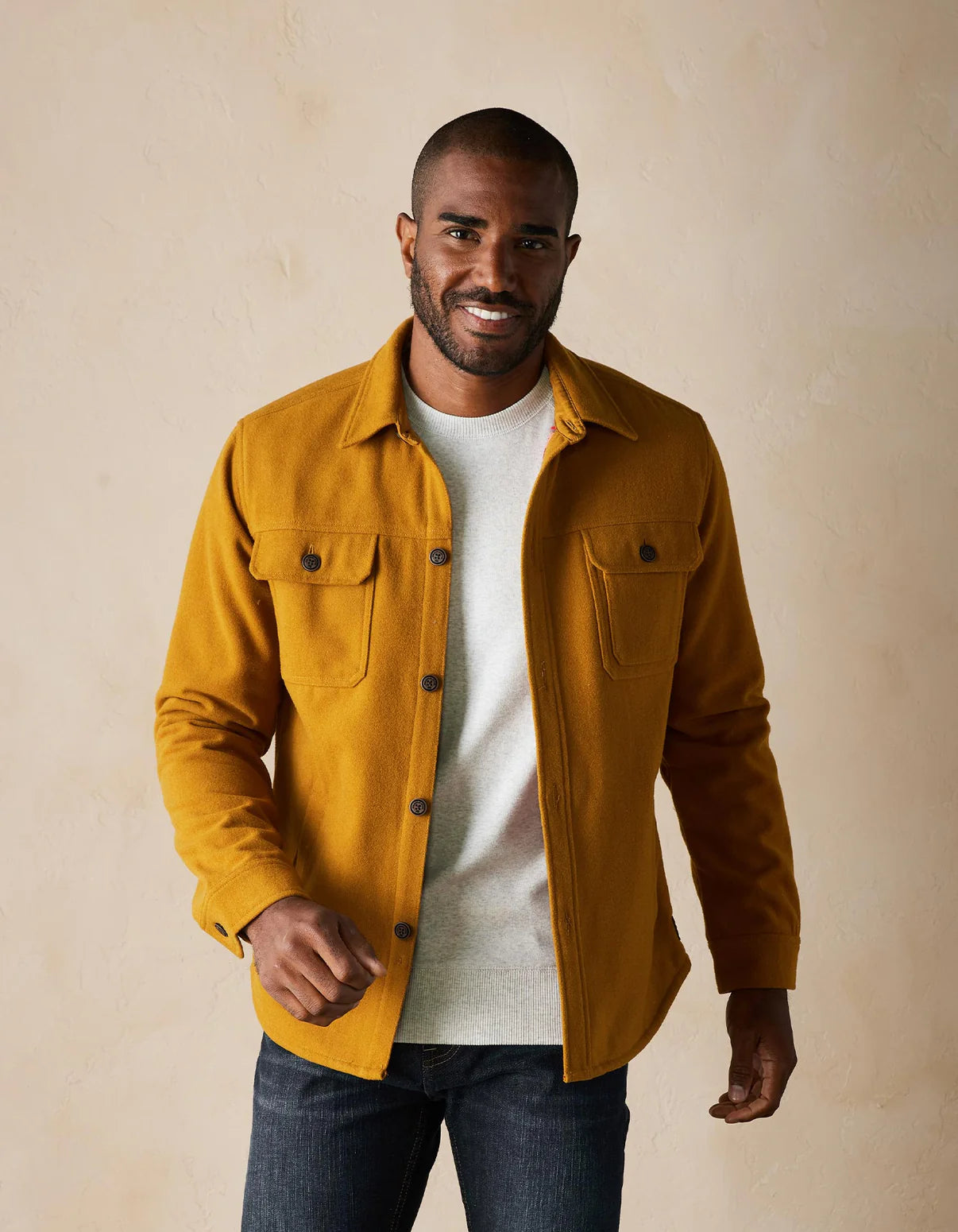 Brightside Flannel Lined Workwear Jacket in Gold from The Normal Brand.