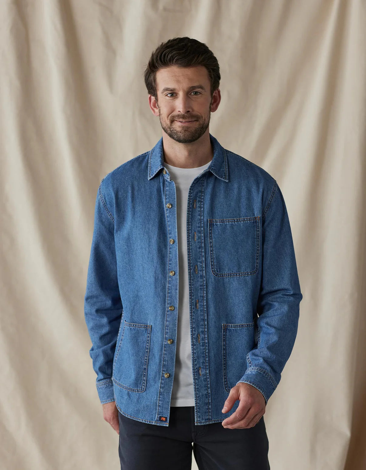 Lightweight Denim Overshirt in Medium Wash from The Normal Brand.