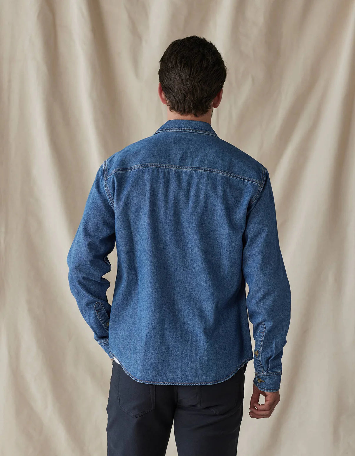 Lightweight Denim Overshirt in Medium Wash from The Normal Brand.