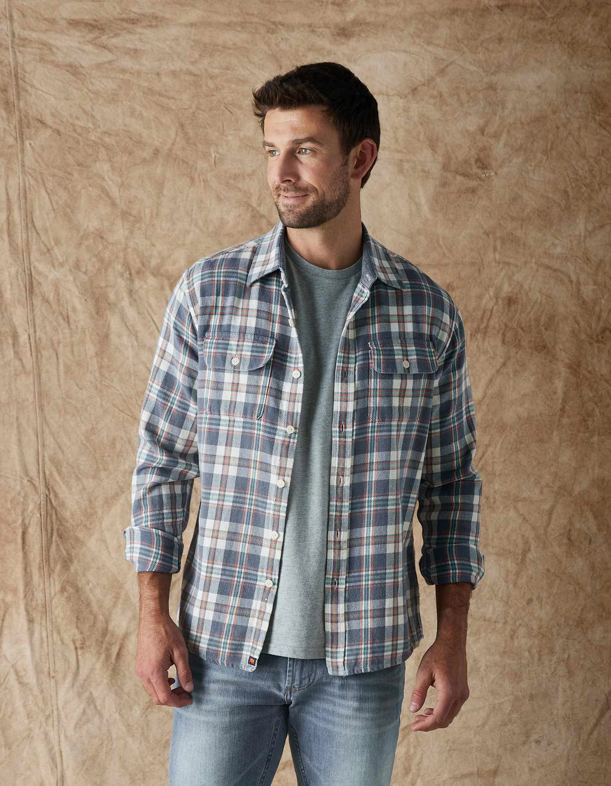 Mountain Overshirt in Mineral Blue from The Normal Brand.