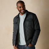 Quilted Sherpa Lined Shacket from The Normal Brand. The shacket is in the color charcoal.