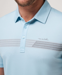 Blue color men's polo shirt from TravisMathew, titled the Kalama Cove Polo.